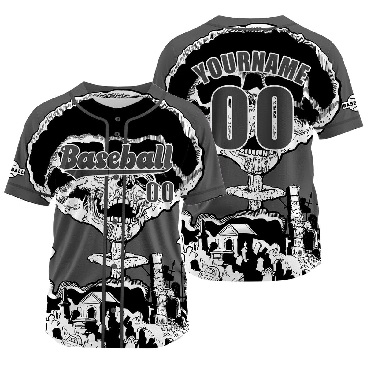 Camiseta de béisbol gris personalizada con nombre número y logotipo personalizados
