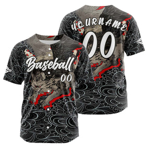 Camiseta de béisbol gris personalizada con botones para hombre mujer adulto y joven Estampado de nombre número y logotipo