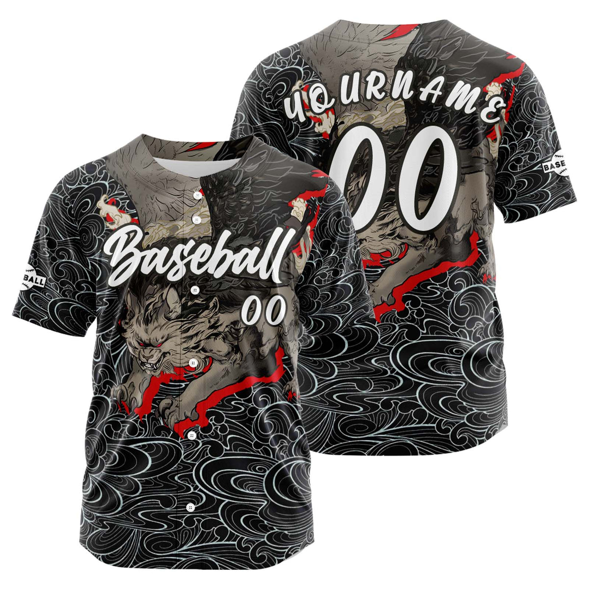 Camiseta de béisbol gris personalizada con botones para hombre mujer adulto y joven Estampado de nombre número y logotipo