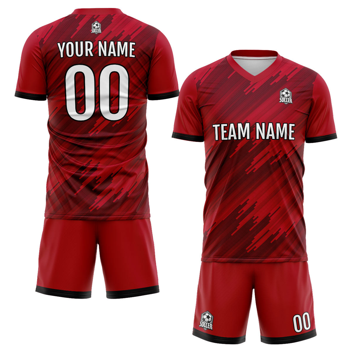 Conjunto personalizado de camiseta roja para niños y adultos