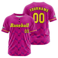 Camiseta de béisbol rosa personalizada con botones para hombre mujer adulto y joven Estampado de nombre número y logotipo