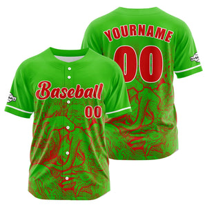 Camiseta de béisbol verde personalizada con botones para hombre mujer adulto y joven Nombre número y logotipo impresos