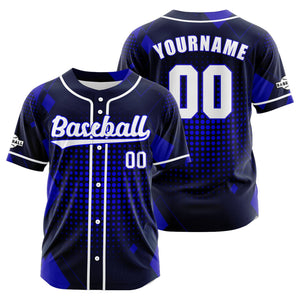 Camiseta de béisbol azul personalizada con botones para hombre mujer adulto y joven Nombre número y logotipo impresos