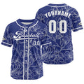 Camiseta de béisbol azul personalizada con nombre número y logotipo personalizados
