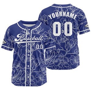 Camiseta de béisbol azul personalizada con nombre número y logotipo personalizados