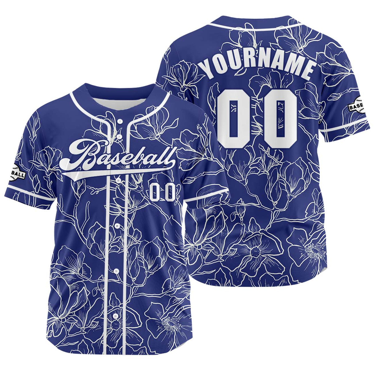 Camiseta de béisbol azul personalizada con nombre número y logotipo personalizados