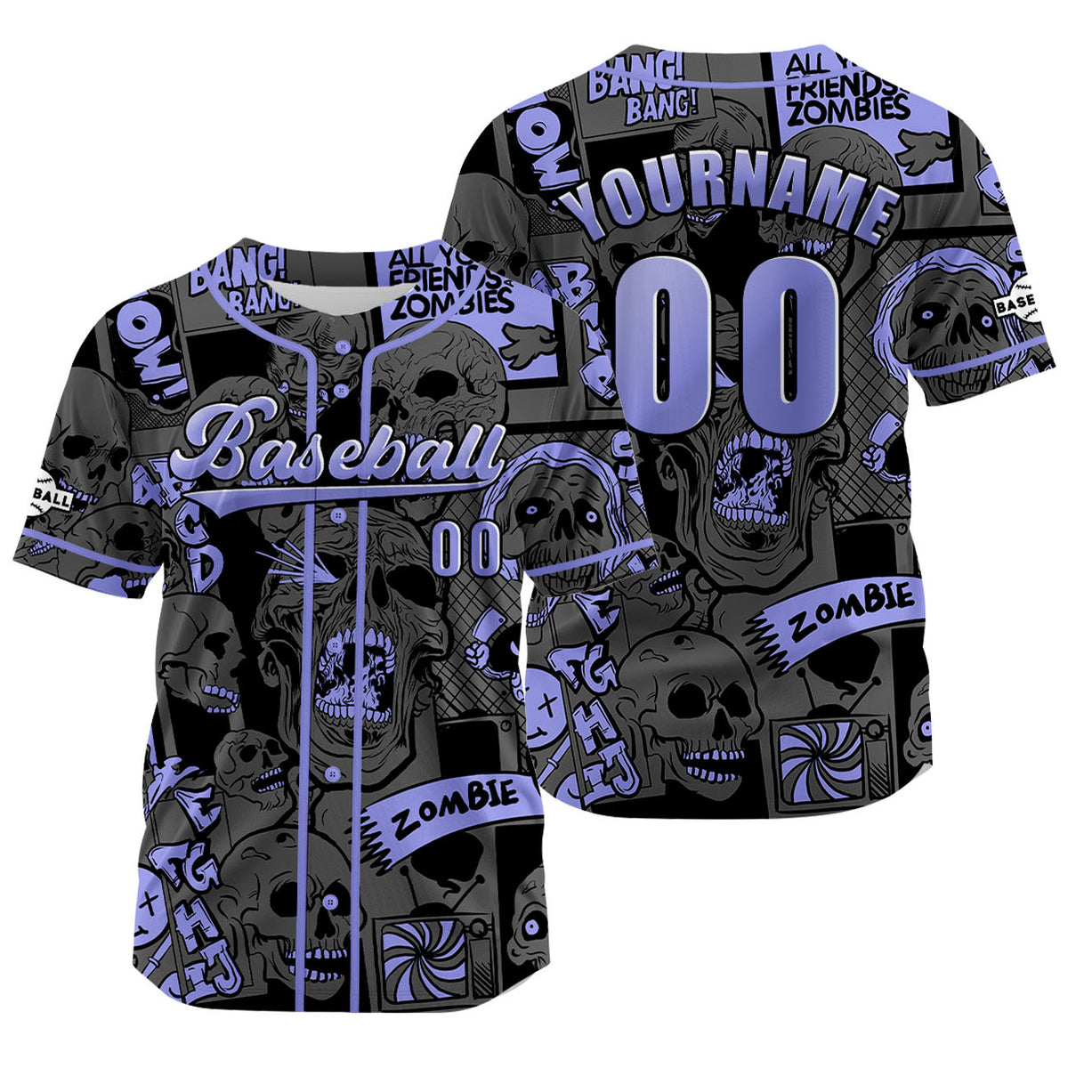 Camiseta de béisbol gris personalizada con nombre número y logotipo personalizados