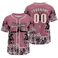 Camiseta de béisbol rosa personalizada con nombre número y logotipo personalizados