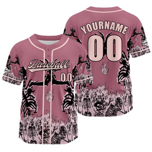 Camiseta de béisbol rosa personalizada con nombre número y logotipo personalizados