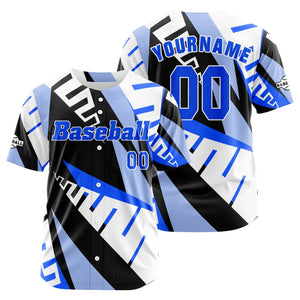 Camiseta de béisbol azul personalizada con botones para hombre mujer adulto y joven Nombre número y logotipo impresos