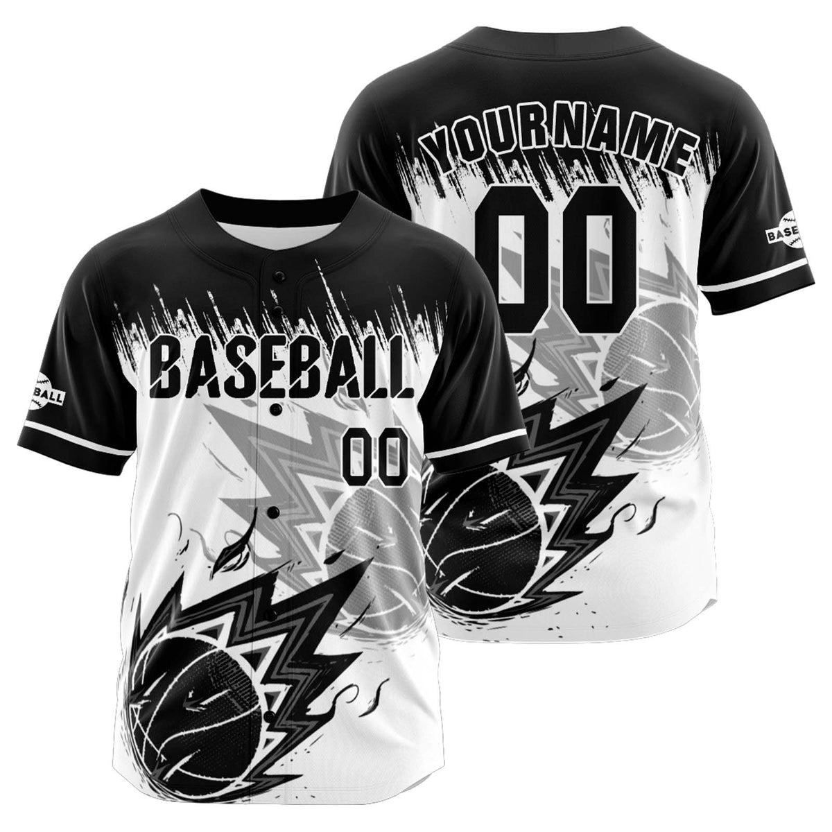 Camiseta de béisbol personalizada blanca y negra con botones para hombre mujer adulto y joven Estampado de nombre número y logotipo