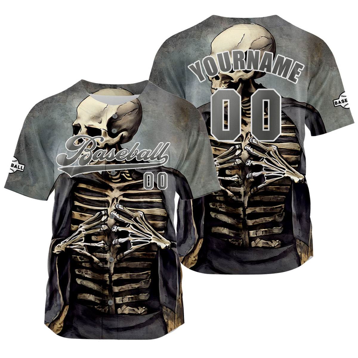 Camiseta de béisbol gris personalizada con nombre número y logotipo personalizados