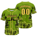 Camiseta de béisbol verde personalizada con nombre número y logotipo personalizados