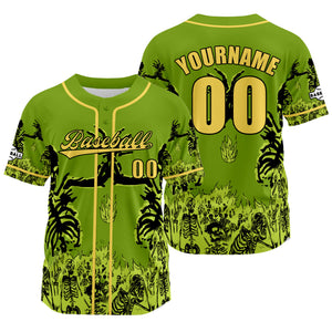 Camiseta de béisbol verde personalizada con nombre número y logotipo personalizados