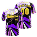 Camiseta de béisbol morada personalizada con botones para hombre mujer adulto y joven Estampado de nombre número y logotipo