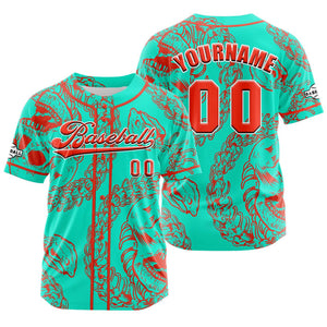 Camiseta de béisbol naranja personalizada con botones para hombre mujer adulto y joven Nombre número y logotipo impresos