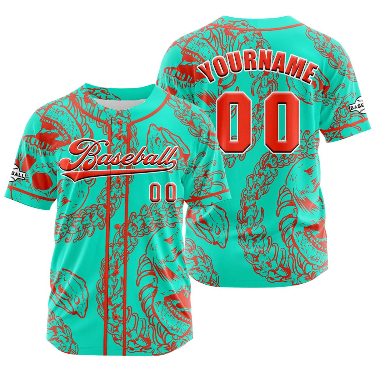 Camiseta de béisbol naranja personalizada con botones para hombre mujer adulto y joven Nombre número y logotipo impresos