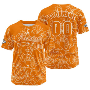 Camiseta de béisbol naranja personalizada con nombre número y logotipo personalizados