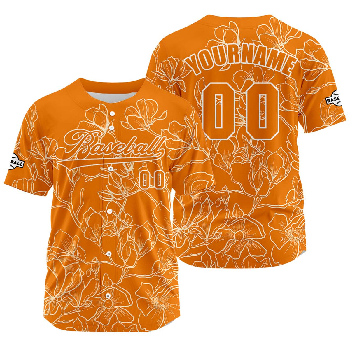 Camiseta de béisbol naranja personalizada con nombre número y logotipo personalizados