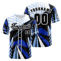 Camiseta de béisbol azul personalizada con botones para hombre mujer adulto y joven Estampado de nombre número y logotipo