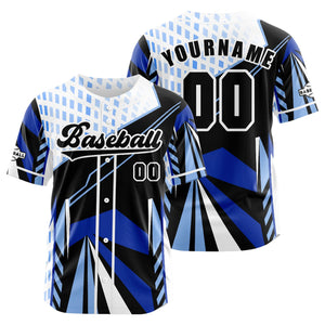 Camiseta de béisbol azul personalizada con botones para hombre mujer adulto y joven Estampado de nombre número y logotipo