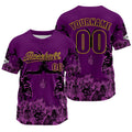 Camiseta de béisbol morada personalizada con nombre número y logotipo personalizados