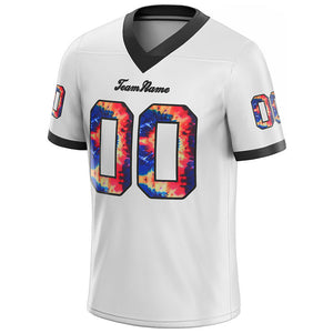 team customized authentic tie dye football jersey white-black mesh