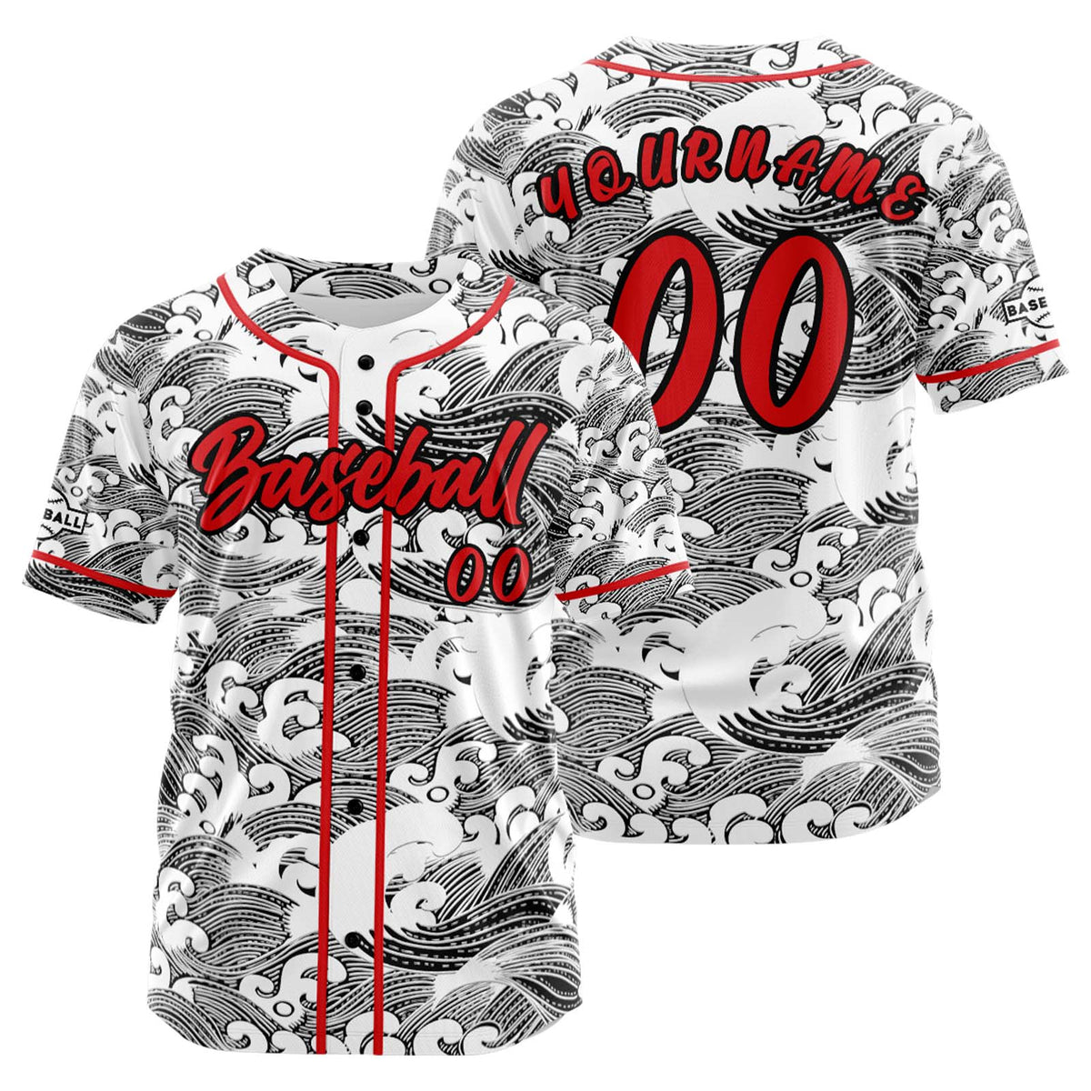 Camiseta de béisbol roja personalizada con botones para hombre mujer adulto y joven Estampado de nombre número y logotipo