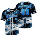 Camiseta de béisbol azul personalizada con nombre número y logotipo personalizados