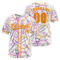 Camiseta de béisbol personalizada blanca y naranja con botones para hombre mujer adulto y joven Estampado de nombre número y logotipo