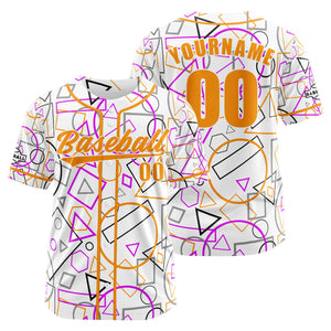 Camiseta de béisbol personalizada blanca y naranja con botones para hombre mujer adulto y joven Estampado de nombre número y logotipo