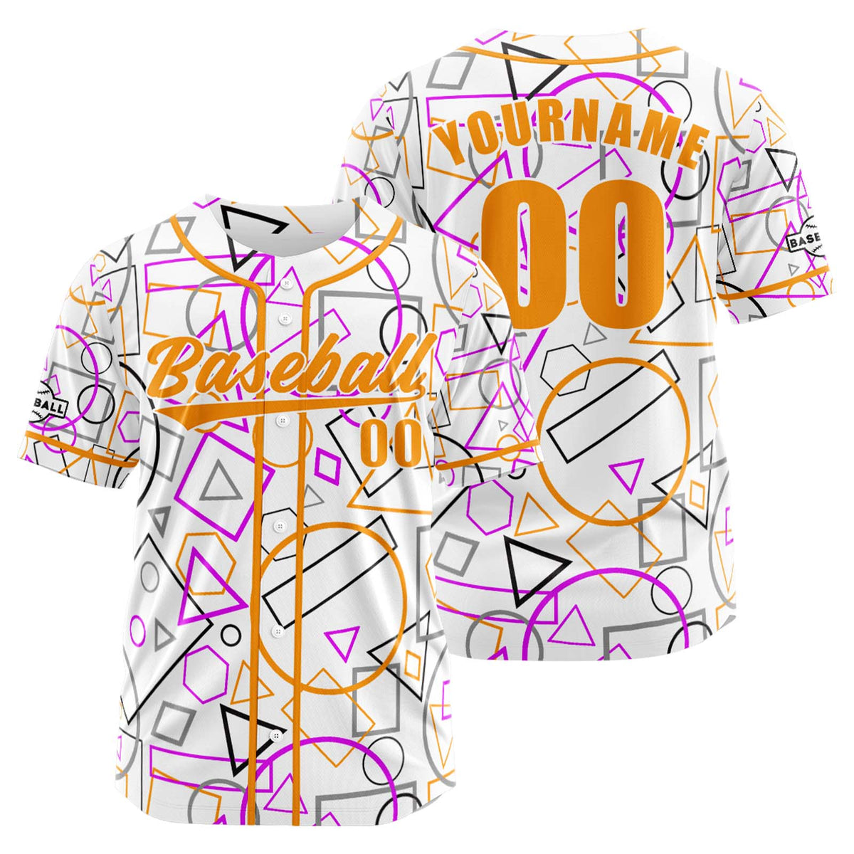Camiseta de béisbol personalizada blanca y naranja con botones para hombre mujer adulto y joven Estampado de nombre número y logotipo