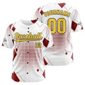 Camiseta de béisbol personalizada blanca y roja con botones para hombre mujer adulto y joven Estampado de nombre número y logotipo