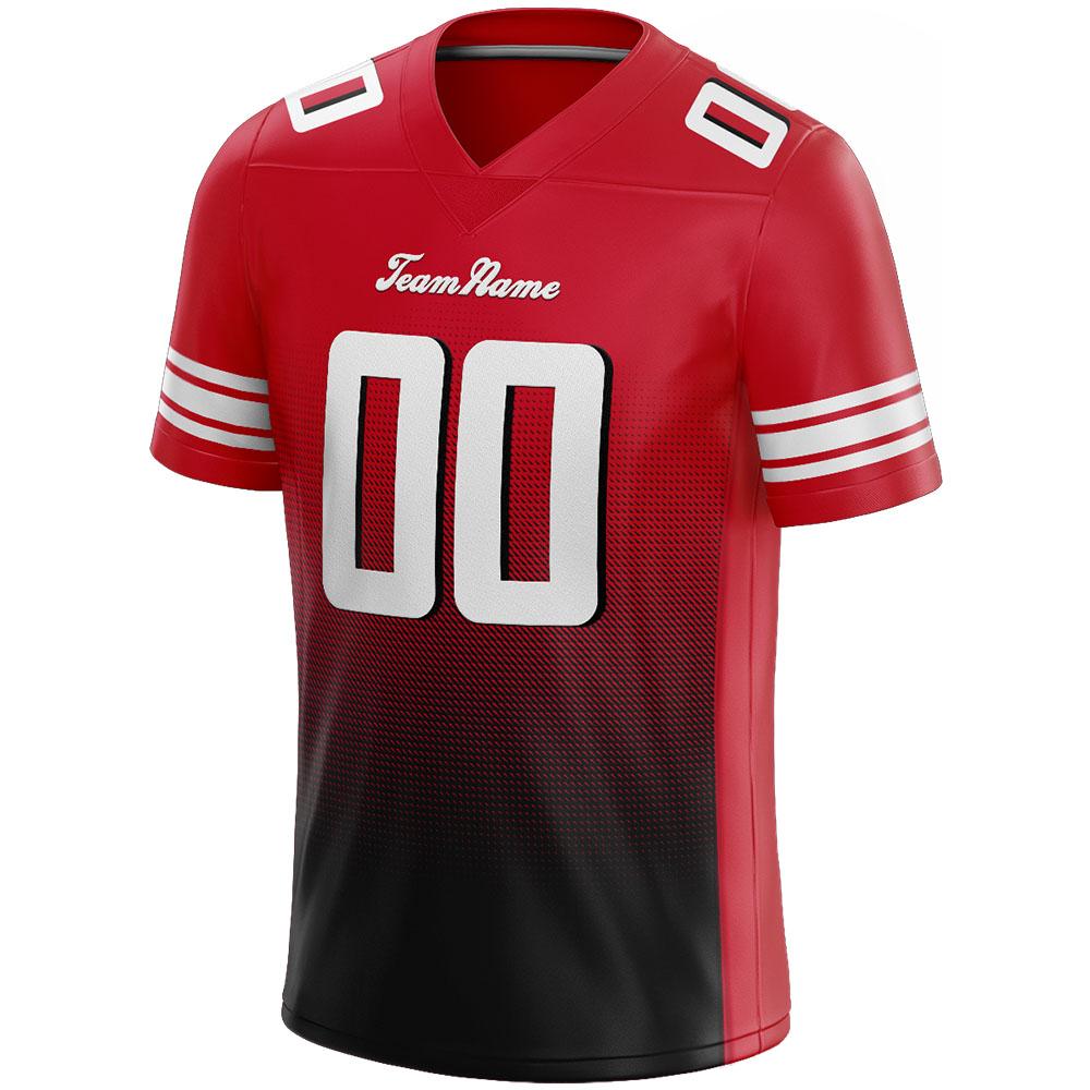 custom authentic gradient fashion football jersey black-red-white mesh