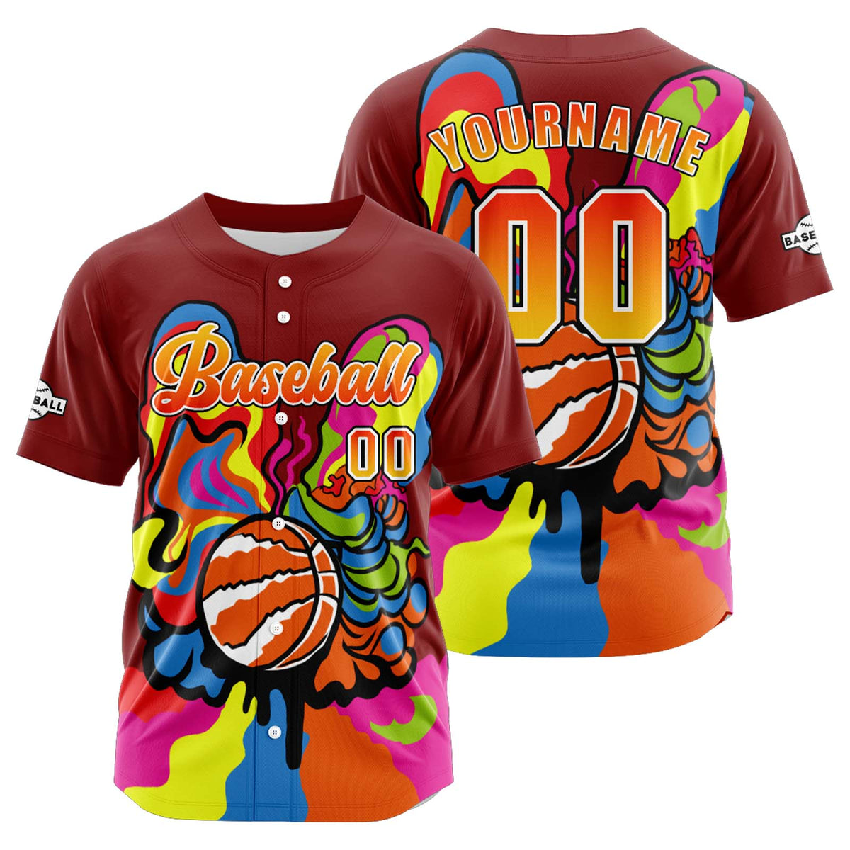 Camiseta de béisbol roja personalizada con botones para hombre mujer adulto y joven Estampado de nombre número y logotipo