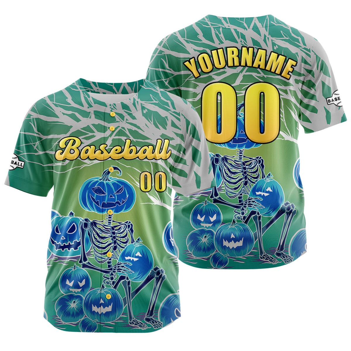 Camiseta de béisbol personalizada verde claro con botones para hombre mujer adulto y joven Estampado de nombre número y logotipo