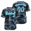 Camiseta de béisbol azul oscuro personalizada con botones para hombre mujer adulto y joven Nombre número y logotipo impresos