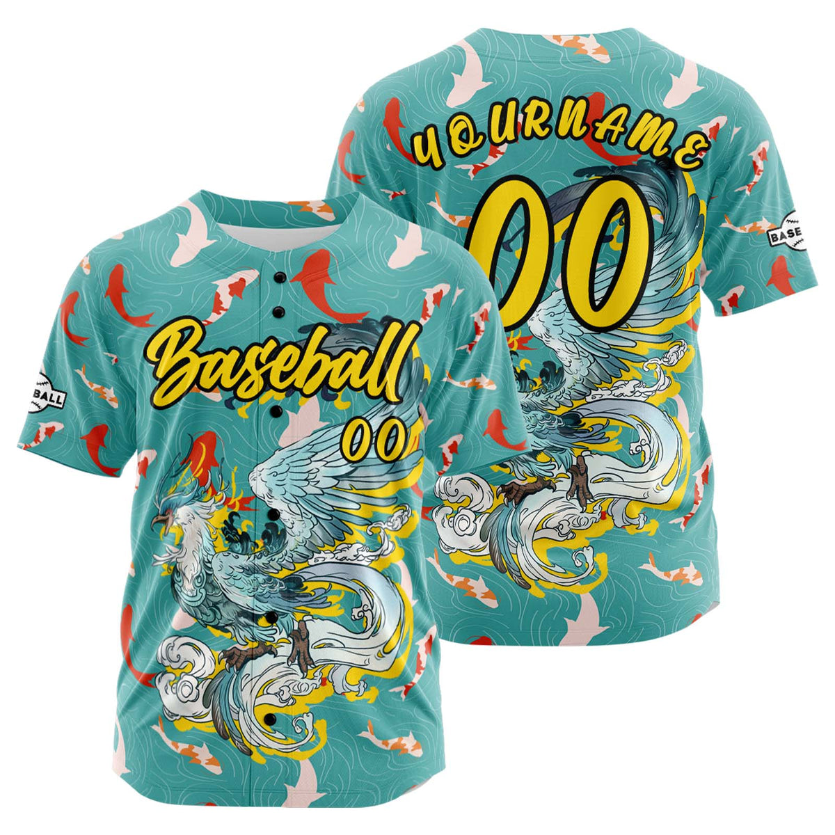 Camiseta de béisbol personalizada color turquesa con botones para hombre mujer adulto y joven Estampado de nombre número y logotipo