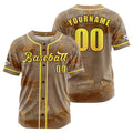 Camiseta de béisbol personalizada marrón con botones para hombre mujer adulto y joven Estampado de nombre número y logotipo