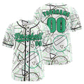 Camiseta de béisbol personalizada blanca y verde con botones para hombre mujer adulto y joven Estampado de nombre número y logotipo