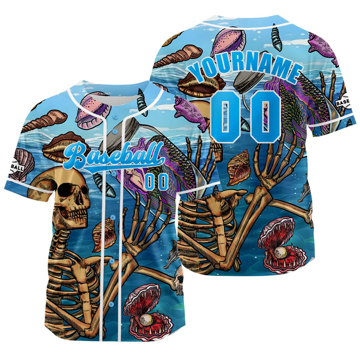Camiseta de béisbol azul claro personalizada con nombre número y logotipo personalizados