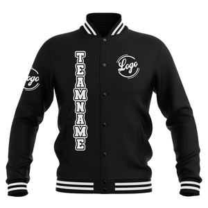 Chaquetas universitarias impermeables personalizadas en blanco y negro con nombre-número y logotipo bordados a medida