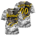 Camiseta de béisbol amarilla personalizada con botones para hombre mujer adulto y joven Estampado de nombre número y logotipo