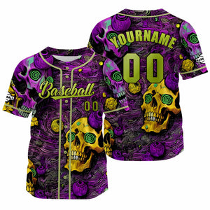 Camiseta de béisbol morada personalizada con nombre número y logotipo personalizados
