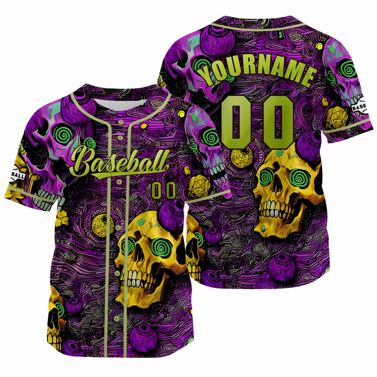Camiseta de béisbol morada personalizada con nombre número y logotipo personalizados