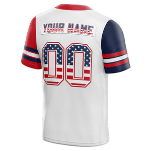 custom authentic football jersey white-navy-red mesh size 7x