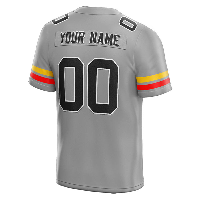 customized  authentic football jersey gray-red-yellow mesh
