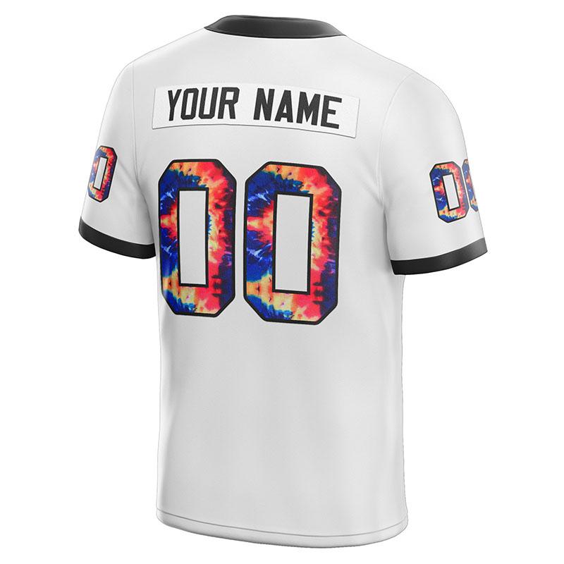 team customized authentic tie dye football jersey white mesh