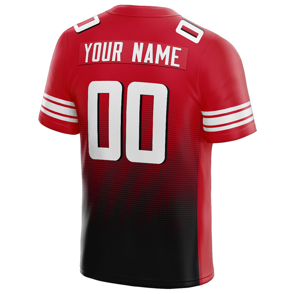 custom authentic gradient fashion football jersey red-black-white mesh
