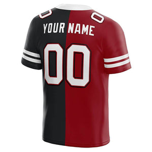 custom authentic split fashion football jersey black-white-red mesh